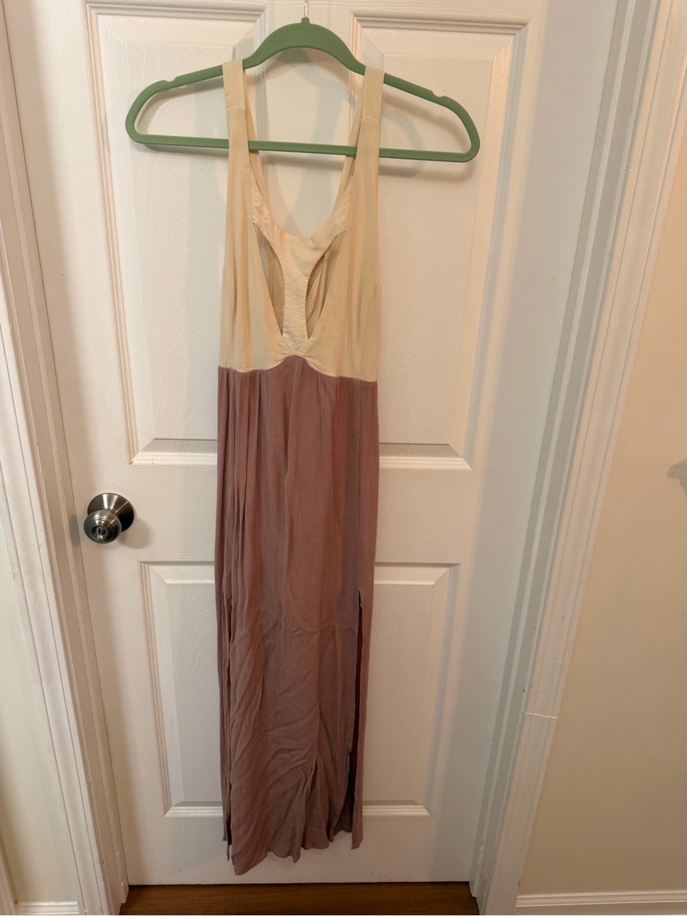 Dance & Marvel Cream and Mauve Two-Tone Maxi Dress
